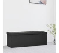 Gatherant Banc pliable avec espace de rangement noir aspect lin - Banc de coffre peu encombrant pour couloir, entrée et garde-robe - Banc solide avec rembourrage - Rangement et siège polyvalent