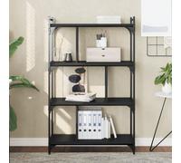 Gatherant Bibliothèque à 4 étages - Noir - 76 x 32 x 123 cm - En bois - Structure en métal - Étagère de rangement polyvalente pour salon, bureau, chambre d'enfant, couloir et chambre à coucher
