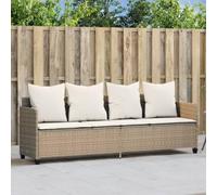 Gatherant Chaise longue avec coussin beige en polyrotin pour jardin, terrasse, balcon, piscine, camping, chaise longue réglable avec accoudoirs, pliable, résistant aux UV