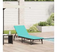 Gatherant Chaise longue avec coussin, noir, en polyrotin, pour jardin, terrasse, balcon, piscine, plage, camping, réglable, pliable, avec dossier réglable à 3 hauteurs, imperméable et résistant aux UV