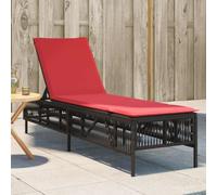 Gatherant Chaise longue de jardin avec coussin, marron, en polyrotin, réglable, pliable, avec cadre en acier robuste, résistant aux UV, pour terrasse, balcon, piscine, camping et relaxation au