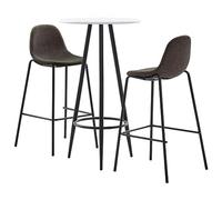 Gatherant Ensemble de bar 3 pièces en tissu gris foncé avec salle à manger, tabouret de bar et table pour cuisine moderne, salle à manger, salon, jardin, bistro ou gastronomie, peu encombrant, stable