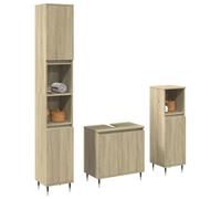 Gatherant Ensemble de meubles de salle de bain 3 pièces en chêne Sonoma avec meuble sous lavabo, armoire haute et armoire suspendue pour l'ordre dans la salle de bain