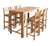 Gatherant Ensemble de salle à manger avec table à manger et chaises 7 pièces en bois d'acacia massif, peu encombrant, extensible, pour salle à manger, cuisine, salon, repas de famille et visite