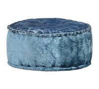 Gatherant Pouf rond en velours - 40 x 20 cm - Bleu - Pouf ottoman - Meuble d'appoint pour salon, chambre à coucher, couloir et bureau