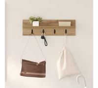 Gatherant Support mural en chêne Artisan pour couloir, étagère murale moderne en bois avec crochets robustes, console peu encombrante pour chambre à coucher, salon ou bureau