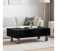 Gatherant Table d'appoint à roulettes aspect chêne noir - 90 x 50 x 30 cm - Table basse mobile avec espace de rangement et roulettes - Polyvalente pour salon, chambre à coucher et bureau