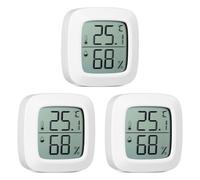 GATHINESS 3 Pièces Mini Thermomètre Hygromètre Blanc Compact et Portable en Abs Affichage Grands Chiffres, Multi-fonction pour Bureau et Usine, Mesure Précise Température et Humidité