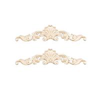 GATHINESS Applique Beige en Bois Sculpté Européen pour Porte D'armoire 2pcs Motifs Délicats Gravés, Facile à Peindre, Décoration Naturelle pour Mobilier