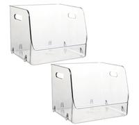 GATHINESS Boîte de Rangement Transparente en Pet Poignées, Facile à Nettoyer, Lot de 2 Pièces pour Snacks et Livres, Comptoir Cuisine