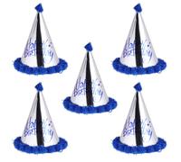 GATHINESS Bonnets D'anniversaire Chapeaux Cône Brillants en Papier Bleu Pompon Lot de 5 pour Accessoires Costume et Séances Photo Shower