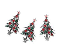 GATHINESS Broche Sapin en Alliage Argenté avec Pierres Étincelantes, Lot de 3 Pièces, Accessoires Créatifs et Brillants pour Pull ou Châle D'hiver