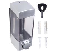 GATHINESS Distributeur Mural à Pompe Argenté en ABS 350ml pour Savonnette | Design Mural Plat, Niveau Visible, Rechargeable, pour Liquide Vaisselle et Lessive, Maison ou Location