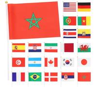 GATHINESS Drapeaux Portatifs en Plastique et Polyester 96 Pièces Coupe Monde Décorations de Football Solide Impression Vive pour Événement World Game