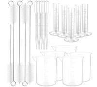 GATHINESS Ensemble de Verrerie de Laboratoire en Plastique Pp avec Cylindre Gradué 5ml, Bécher 100ml, Pipettes 3ml et Brosse Tube pour Mesure Précise Cuisine et Laboratoire Réutilisable