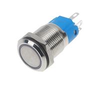GATHINESS Interrupteur à Bouton-poussoir Momentané 12v Rond en Acier Inoxydable Anneau Lumineux LED Étanche Ip66 Anti-rouille pour Circuits Industriels
