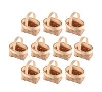 GATHINESS Mini Paniers en Bois Tressé Poignée, Décoration de Table Chic Lot de 10 Ornements pour Pots de Fleurs, pour Mariage ou Anniversaire