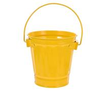 GATHINESS Mini Seau à Déchets de Bureau en Fer Jaune, Style Mignon | Format de Bureau, Forme Seau avec Poignée, Design Créatif, Résiste à Déformation Chocs
