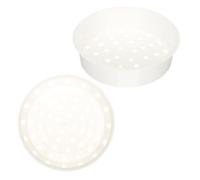 GATHINESS Panier Vapeur en Plastique Blanc 2 Pièces, Cuit-vapeur Rond Drainage Rapide, Facile à Ranger, pour Légumes et Fruits de Mer