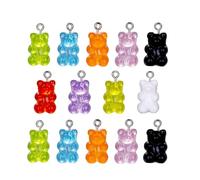GATHINESS Pendentifs Ours Couleur Aléatoire Lot de 70 Multicolore en Résine Transparente Matériau Résine Solide et Léger pour Création Bijoux DIY, Porte-clés et
