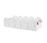GATHINESS Petit Panier de Rangement Tressé en Corde de Papier Blanc | Rectangulaire, Poignées Ajourées, Léger et Garde Sa Forme, pour Salon et Arrière de Toilettes