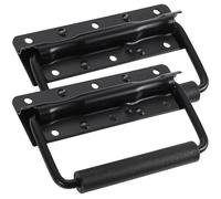 GATHINESS Poignée de Boîte à Outils en Fer Noir à Ressort, Lot de 2 Poignées Pliantes Stables pour Valise et Caisse de Rangement
