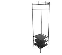 GATHINESS Portant à Vêtements en Métal Noir 3 Niveaux avec Crochets, Étagère de Rangement Simple et Pratique pour Chambre ou Hall D'entrée