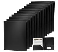Gatuida 12 Pièces Dossier de Stockage de Fichiers Noir en Plastique avec Double Poche et Porte-cartes de Visite, Organiseur de Bureau Portable pour Gestion des Documents