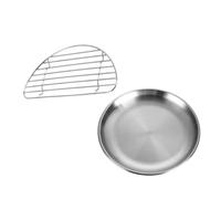 Gatuida 2 Pièces Plaque Ronde en Acier Inoxydable Égouttoir | Surface Lisse Polie, Finition Argentée sans Bavures, du Gras, Préparation Culinaire Maison ou Traiteur