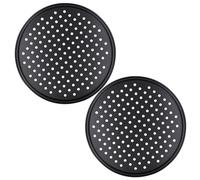 Gatuida 2 Pièces Plateau à Pizza Rond Perforé 26cm en Acier au Carbone | Cuisson au Four Grill, Surface Antiadhésive, Fond Plat Robuste, Nettoyage Simple