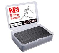 Gatuida 2000 mines de rechange pour porte-mines 0,5 mm pour l'écriture | Mines de crayon à dessin 2B, recharges fines de précision, pour usage scolaire, compatibles avec la plupart des porte-mines.