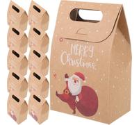 Gatuida 24 Pièces Pochette de Bonbons de Noël en Papier Kraft Poignée | Sachets pour Cookies et Friandises, Format Portable Réutilisable, Lot de Deux pour Fêtes de Noël