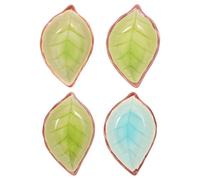 Gatuida 4 Pièces Assiette à Sauce en Céramique Forme Feuille | Motif Feuillage Aléatoire, Portions Faciles à Contrôler, Présentation Soignée sur Table, Adaptée aux Garçon Style Aléatoire