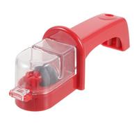 Gatuida Affûteur de Ciseaux Cuisine, Outil D'affûtage Manuel Rouge en Abs, Métal et Pierre à Aiguiser, Utilisable D'une Main, pour Gaucher et Droitier, Cuisine et Bureau