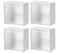 Gatuida Boîtes à clapet murales pour cosmétiques, Lot de 4, Rangement Mural Anti-poussière pour Petits conteneurs, PS Blanc, pour Bureau et Salon, Organisation de Petite Salle de Bain
