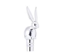 Gatuida Bouchon de Vin Design Créatif et Élégant en Alliage de Zinc Argenté Tête de Lapin Réutilisable pour Préserver le Vin, pour Fêtes et Anniversaires
