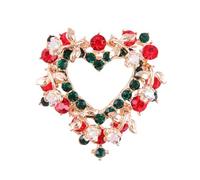 Gatuida Broche de Noël en Alliage et Cristaux, Forme Cœur, Épingle Solide, Design Classique et Élégant pour Fêtes et Défilés de Mode