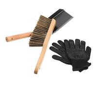 Gatuida Kit de Nettoyage Cheminée Pelle à Cendres, Brosse et Moufles | Bois et Fer, Noir, Entretien du Foyer L’âtre, Facile à Ranger, Opération Simple