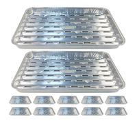 Gatuida Lot de 12 lèchefrites jetables en aluminium avec système | Plaque de cuisson pour barbecue, feuille de cuisson en aluminium, plat de pour pique- en extérieur, inserts pour de côtes