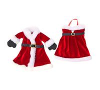 Gatuida Lot de 2 Housses Décoratives pour Bouteilles de Vin de Noël en Tricot Motifs Père Noël Vêtement à Manches et Jupe Accessoires Festifs pour Décoration de Bouteilles D’Alcool Lors