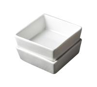 Gatuida Lot de 2 Mini Plats Carrés en Céramique Blanche Non Glissante, Design Gain de Place, pour Sauces, Huile, Sel et Vinaigre Cuisine