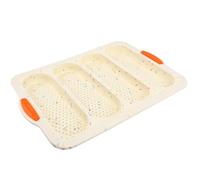 Gatuida Moule à Multifonction en Silicone Beige, Flexible et Antiadhésif, Cuisson à Quatre Fentes Pâtisserie, pour Four et Boulangerie