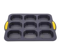 Gatuida Moule Silicone Noir 9 Cavités, Flexible Antiadhésif | Complet et Petit Déjeuner, Supporte Cuisson et Congélation, Nettoyage Facile, Format Pâtisserie
