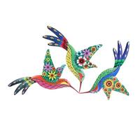 Gatuida Ornement Mural en Métal 3Pcs Représentant des Colibris Délicats, Décoration Murale Suspendue Robuste pour Intérieur et Bureau, Art Décoratif Solide