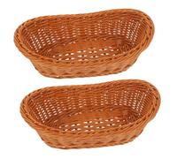 Gatuida Paniers de Rangement en Plastique Imitation Rotin Bacs Alimentaires Réutilisables Lot de 2 pour Fruits, Hôtel et Centre Commercial