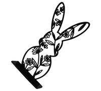 Gatuida Panneau de Table Lapin de Pâques en Acrylique Noir, Motif Fleur | Décor de Table Ajouré, Finition Polie, Casse Réduite, Rangement Facile
