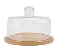 Gatuida Plateau à Gâteau Rotatif en Bambou Couvercle en Verre Transparent, Accessoire Pâtisserie Dessert en Maison