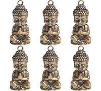 Gatuida Porte-clés Bouddha en Laiton Vintage, Sculpture Délicate et Simple pour Décoration de Bureau ou Maison, Pendentif Clé Rétro Or, Lot de 6 Pièces