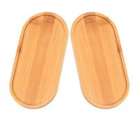 Gatuida Soucoupe Ovale Facile à Nettoyer pour Pots de Fleurs 2 Pièces en Bambou Support Stable et Antidérapant pour Plantes D'intérieur et Balcon