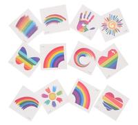 Gatuida Tatouages Temporaires Visage Arc-en-ciel 24pcs Motifs Clairs et Transfert Rapide pour Défilés et Fêtes, Autocollants en Transfert D'eau au Design Dégradé Élégant Style Aléatoire